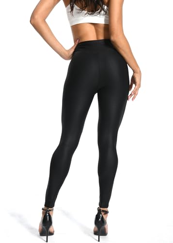 Stylish High Waisted Faux Leather Leggings with Tummy Control
