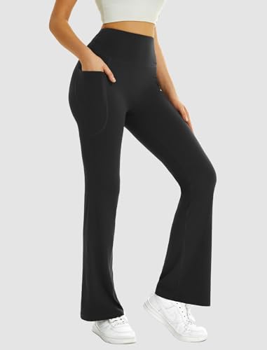 Women's High Waist Flare Yoga Pants with Pockets
