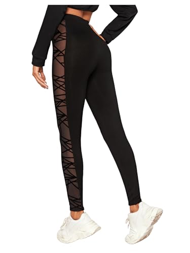Women's High Waist Mesh Leggings for Yoga and Workout by SweatyRocks