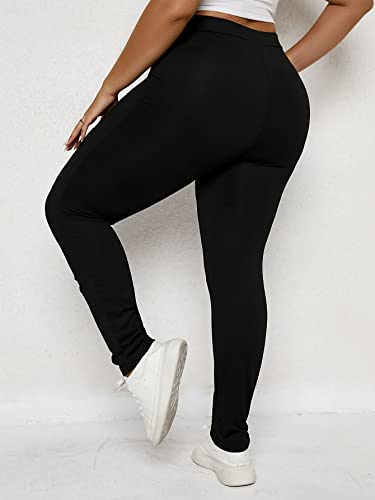 High Waist Ripped Leggings for Plus Size Women by MakeMeChic, Perfect for Yoga and Workout