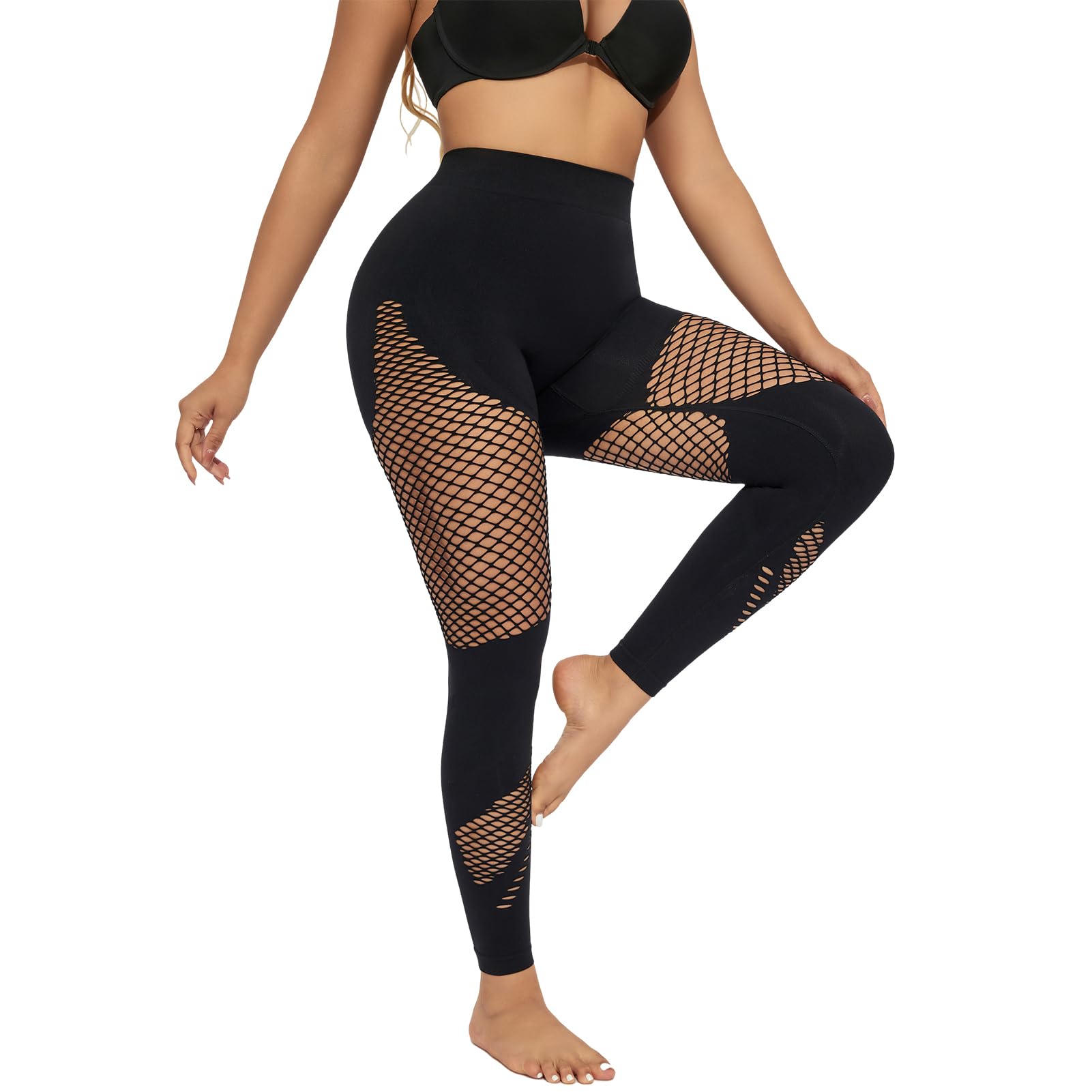 Women's High Waisted Fishnet Seamless Tights for Workouts