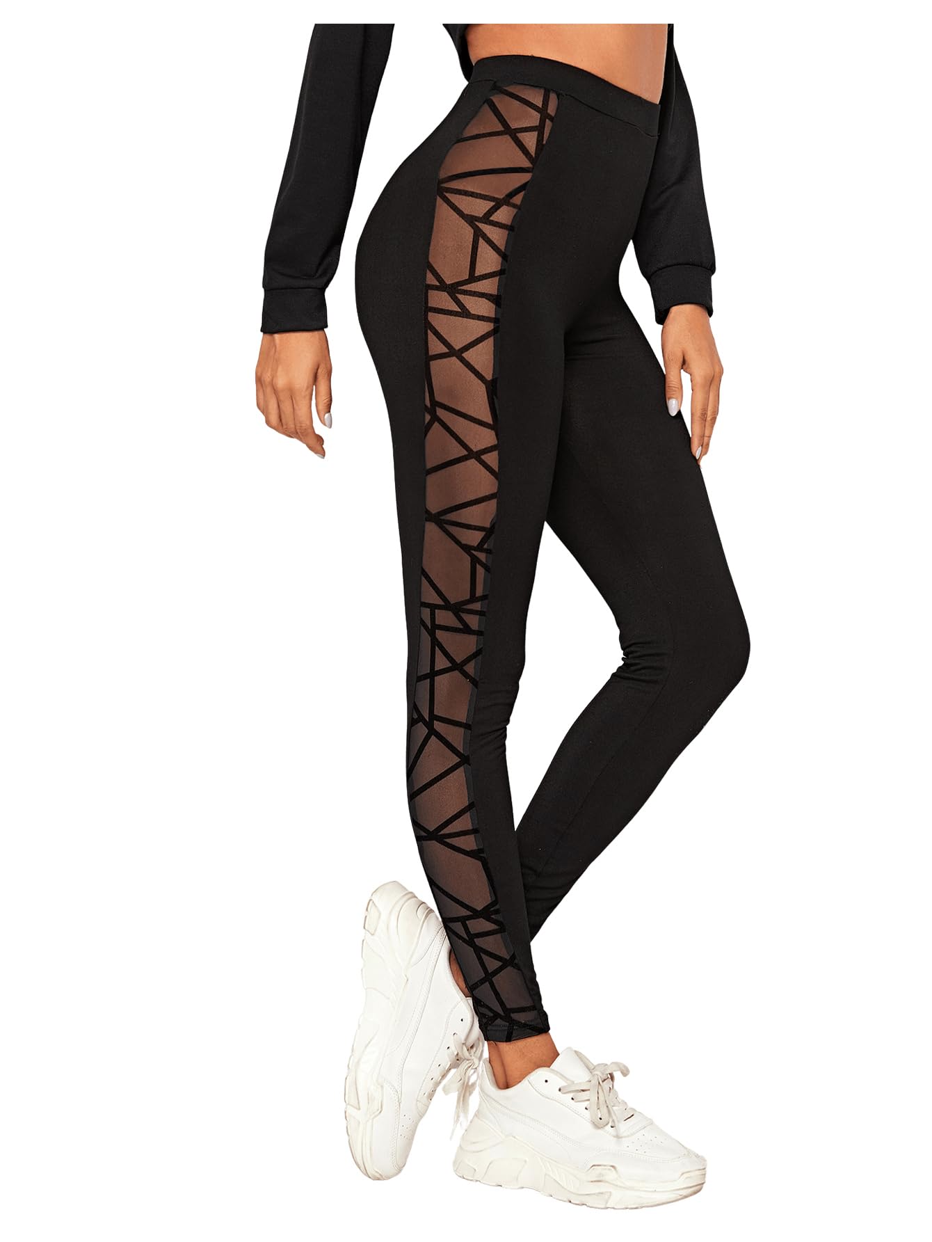Women's High Waist Mesh Leggings for Yoga and Workout by SweatyRocks