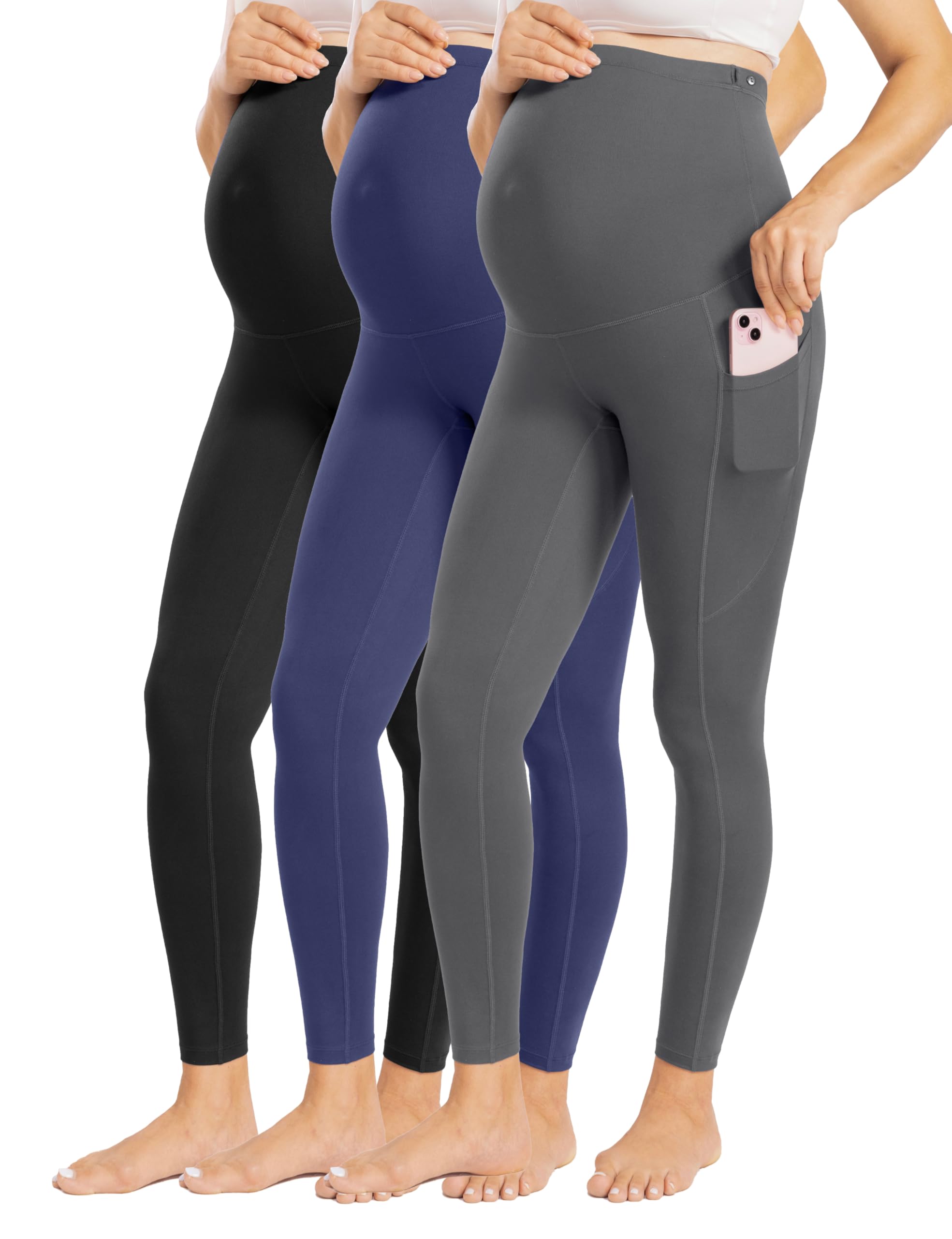 Buttery Soft Maternity Leggings with Pockets for Pregnancy and Yoga Activities - Women's Active Wear